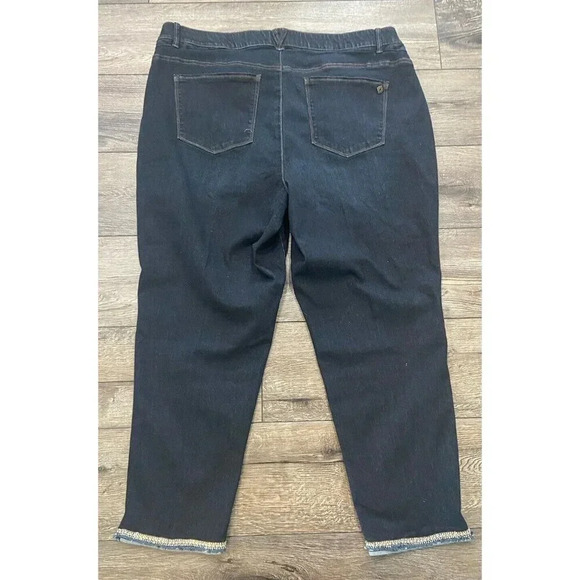 NWT Democracy Jeans Ab Solution High Rise Skinny Dark Wash Rhinestone 22W New - Picture 5 of 6